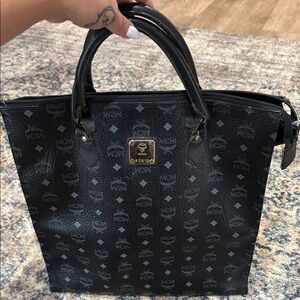 MCM Black Monogram Tote